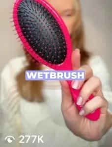 Case study results for Wetbrush brand campaign, showing a close-up of a hand holding the hairbrush as part of a successful brand collaboration.